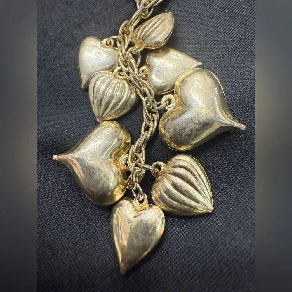 Gold Tone Necklace with Heart Charms